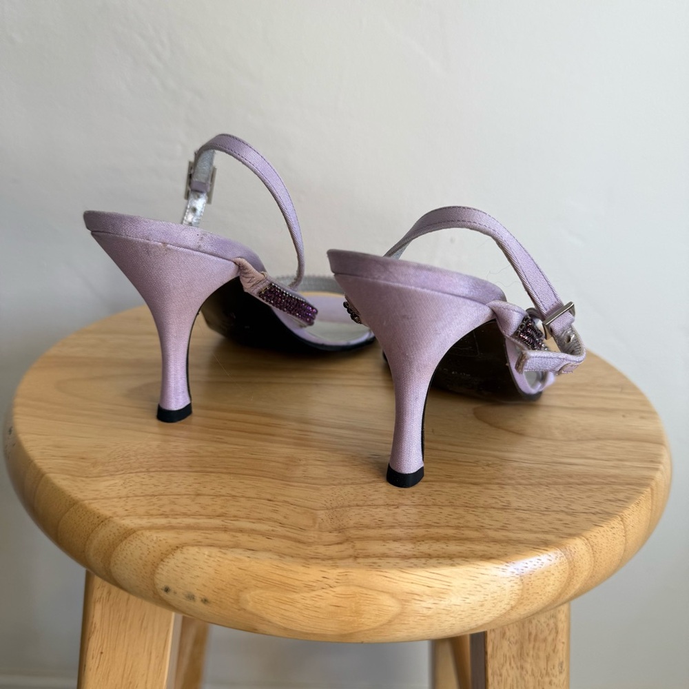 Escada Purple Heels with Ankle Strap and Block Heel - Picture 5 of 8